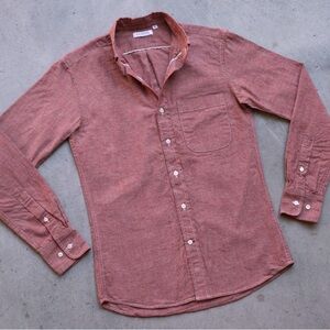 Gustin Men's Casual Button Down Shirt in Rust Red